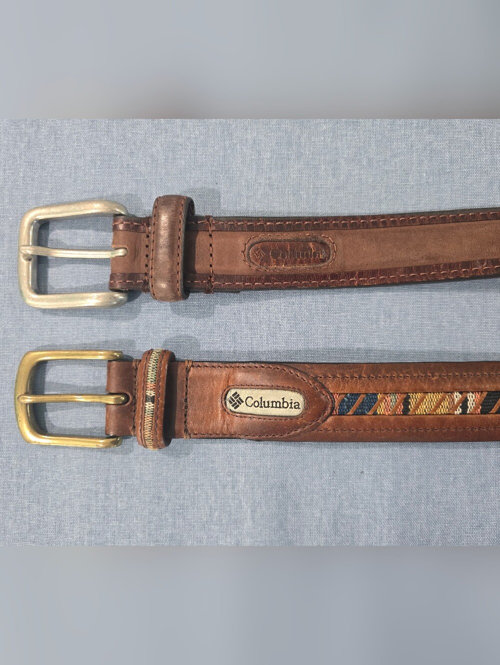 Pair Of Columbia Brown Leather Belts